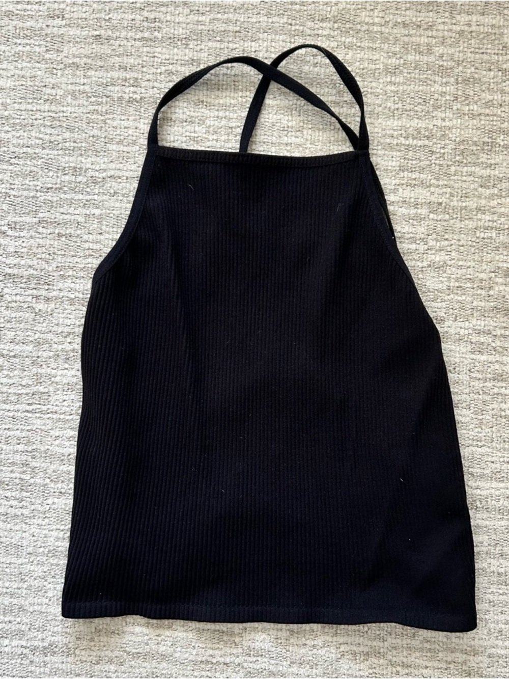 Free People Black Ribbed Cross-Back Tank